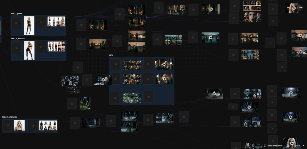 Screenshot of magnific.com workflow node system in Spaces